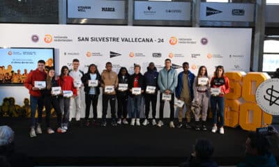 Rueda de prensa de los atletas de élite que competirán en la San Silvestre Vallecana, este lunes en Madrid.  EFE/ Fernando Villar