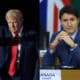 Combo de fotografías de archivo del presidente electo de Estados Unidos, Donald Trump (i), durante un acto de campaña y el primer ministro canadiense, Justin Trudeau. EFE/ Will Oliver / Sebastiao Moreira