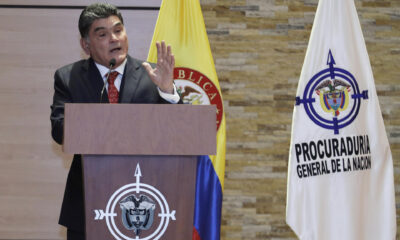 El procurador de Colombia Gregorio Eljach habla durante un acto este jueves, en Bogotá (Colombia). EFE/Carlos Ortega