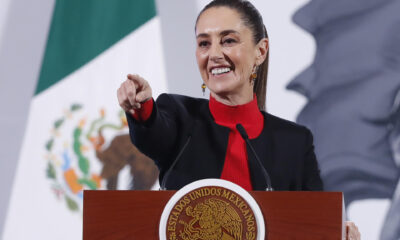 La presidenta de México, Claudia Sheinbaum habla en una rueda de prensa este jueves, en el Palacio Nacional en la Ciudad de México (México). EFE/ Mario Guzmán