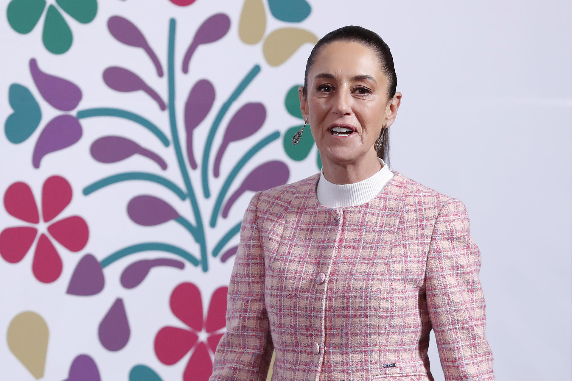 La presidenta de México, Claudia Sheinbaum, participa en una rueda de prensa este jueves, en el Palacio Nacional en Ciudad de México (México). EFE/ Mario Guzmán