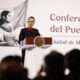 La presidenta de México, Claudia Sheinbaum, habla durante su conferencia de prensa matutina este miércoles, en el Palacio Nacional en la Ciudad de México (México). EFE/ José Méndez