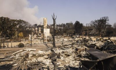 Un grupo de viviendas destruidas por el incendio forestal Palisades en el barrio de Pacific Palisades de Los Ángeles, California (EE.UU.). EFE/CAROLINE BREHMAN