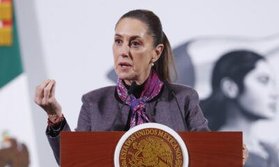 La presidenta de México, Claudia Sheinbaum habla durante una rueda de prensa este martes, en el Palacio Nacional de la Ciudad de México (México). EFE/ Mario Guzmán