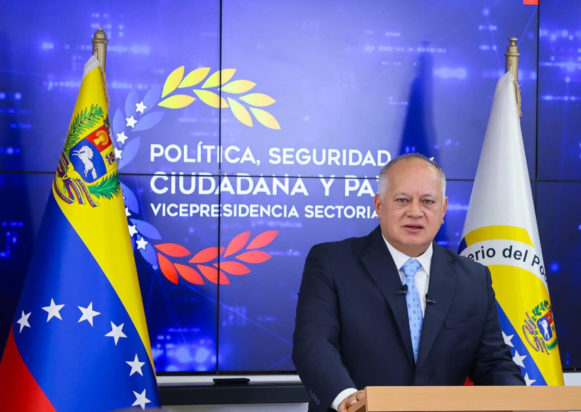 Fotografía cedida por Prensa del Ministerio de Interior, Justicia y Paz del ministro, Diosdado Cabello, en Caracas (Venezuela).EFE/ Prensa Ministerio De Interior, Justicia y Paz