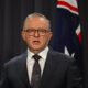 Canberra (Australia).- Fotografía de archivo (13/04/2024) que muestra al primer ministro de Australia, Anthony Albanese, en una rueda de prensa en Canberra. EFE/EPA/LUKAS COCH AUSTRALIA AND NEW ZEALAND OUT