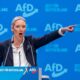 La colíder de Alternativa para Alemania (AfD), Alice Weidel, durante su intervención en el congreso federal de este partido ultraderechista, celebrado en la ciudad de Riesa, que la ratificó como candidata a las elecciones del próximo 23 de febrero. EFE/EPA/Martin Divisek