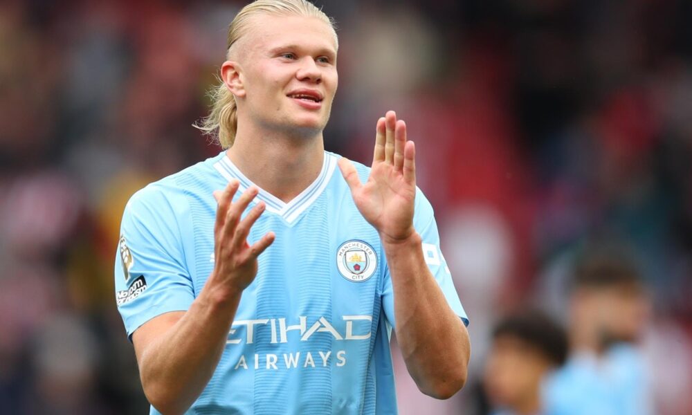 El Manchester City ha ampliado el contrato del delantero Erling Haaland, de 24 años, por diez temporadas, con lo que el internacional noruego queda ligado al equipo inglés hasta 2034. EFE/EPA/ASH ALLEN