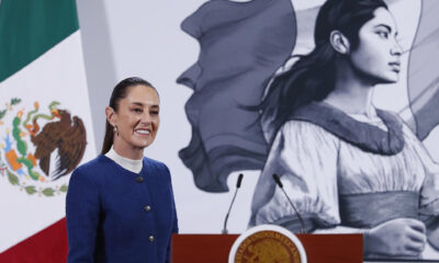 La presidenta de México, Claudia Sheinbaum, habla durante una rueda de prensa este miércoles, en el Palacio Nacional, en Ciudad de México (México). EFE/ Mario Guzmán