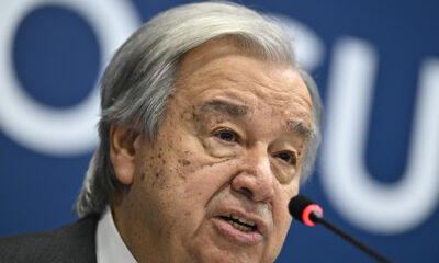 Fotografía de archivo del 17 de noviembre de 2024 del secretario general de las Naciones Unidas (ONU), António Guterres hablando en una rueda de prensa, en Rio de Janeiro (Brasil). EFE/ Andre Borges