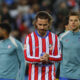 El delantero del Atlético de Madrid Antoine Griezmann tras el partido de LaLiga EA Sports entre CD Leganés y Atlético de Madrid, en el Estadio Municipal Butarque de Madrid. EFE/ Sergio Pérez