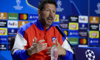 Simeone, en la rueda de prensa de este lunes. EFE/ Kiko Huesca