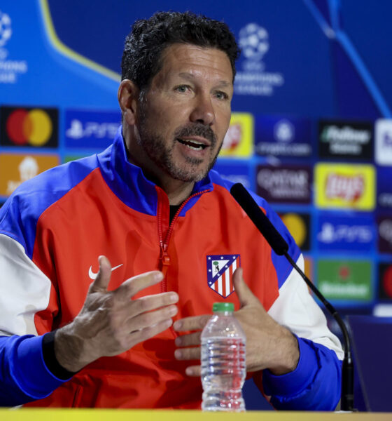 Simeone, en la rueda de prensa de este lunes. EFE/ Kiko Huesca