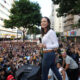 La líder antichavista María Corina Machado pronuncia un discurso este jueves, en una manifestación en Caracas (Venezuela). EFE/ Miguel Gutiérrez