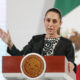 La presidenta de México, Claudia Sheinbaum, habla durante una rueda de prensa este martes, en el Palacio Nacional en Ciudad de México (México). EFE/ Isaac Esquivel