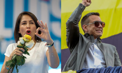 Combo de fotografías de archivo de la candidata presidencial del correísmo, Luisa González (i) y el presidente de Ecuador, Daniel Noboa. EFE/ José Jácome/ Vicente Costales