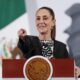 La presidenta de México, Claudia Sheinbaum, participa en una rueda de prensa este martes, en el Palacio Nacional en Ciudad de México (México). EFE/ Isaac Esquivel