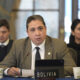 Fotografía de archivo del 18 de enero de 2023 del entonces representante permanente de Bolivia ante la Organización de los Estados Americanos (OEA), Héctor Arce, durante una reunión del Consejo Permanente en la sede del organismo en Washington (Estados Unidos).EFE/ Lenin Nolly