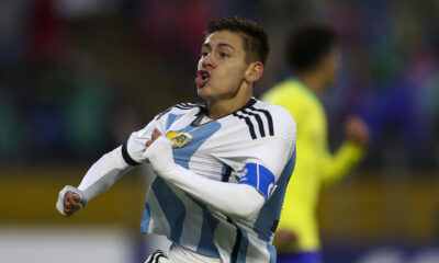 Fotografía de archivo del jugador de la selección de Argentina Sub-20 Claudio Echeverri. EFE/José Jácome