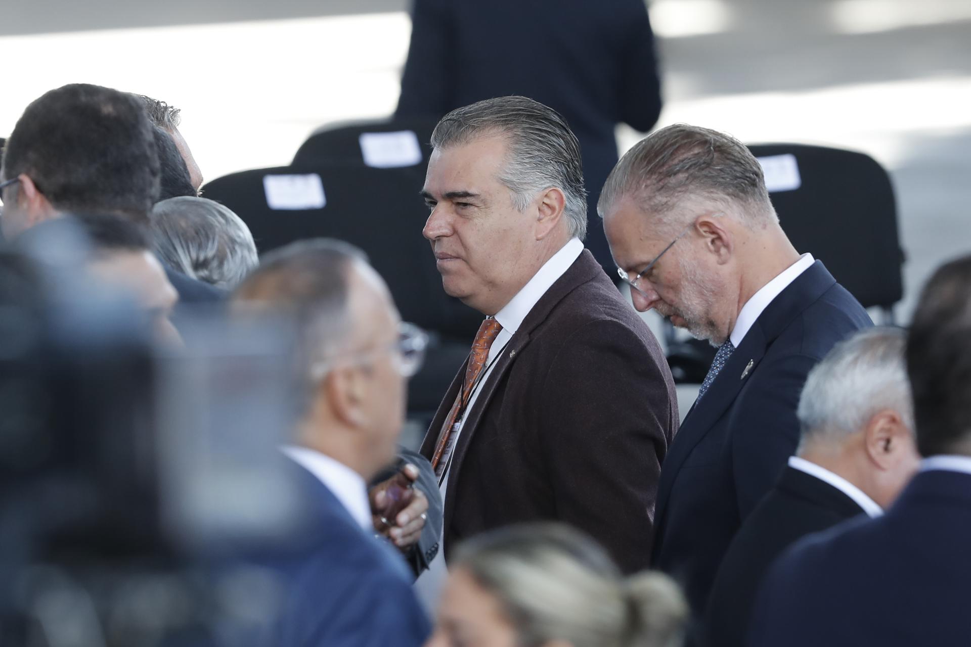 El presidente del Consejo Coordinador Empresarial (CCE), Francisco Cervantes, participa durante la presentación del 'Plan México', este lunes en el Museo Nacional de Antropología e Historia de la Ciudad de México (México). EFE/ Mario Guzmán