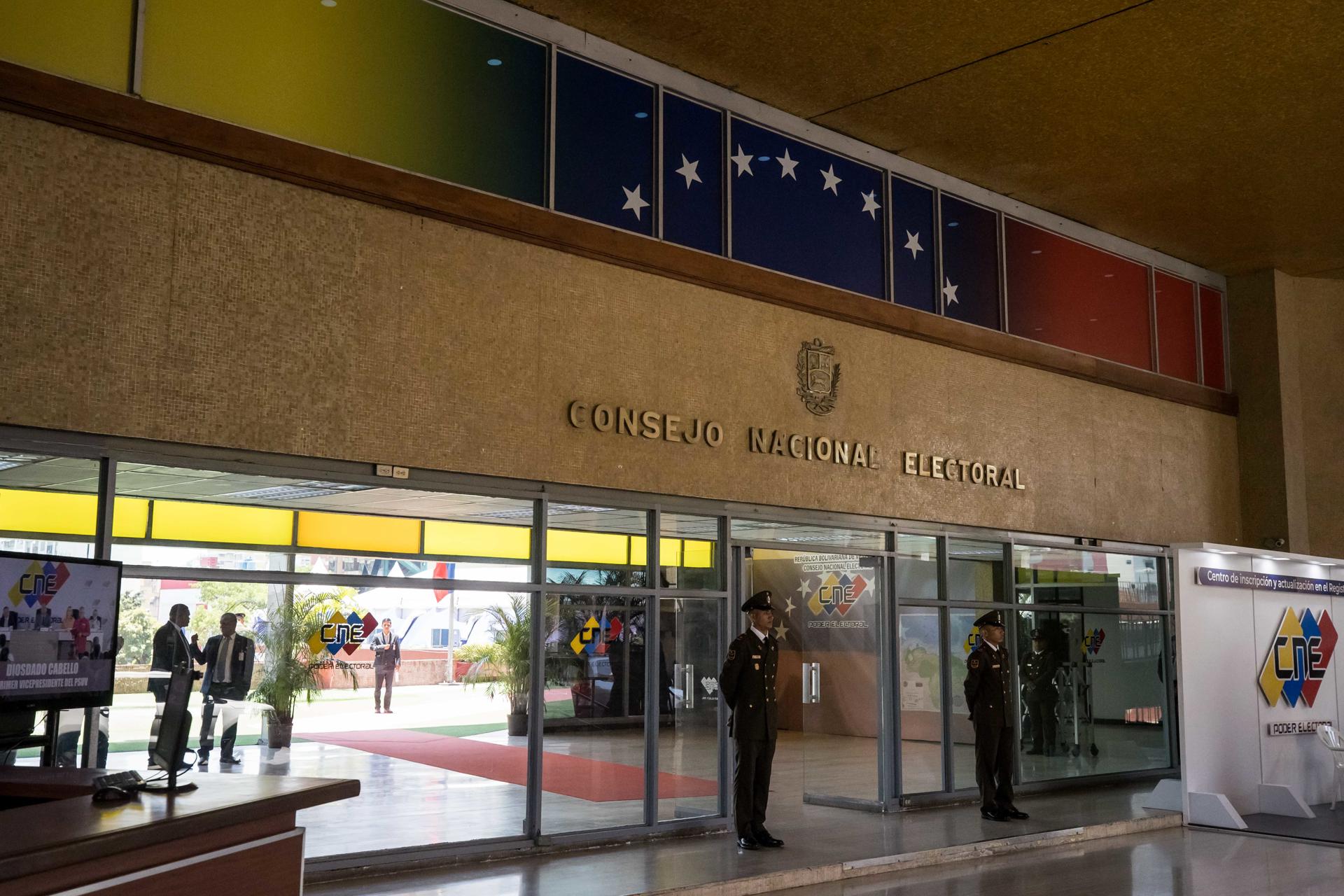 Fotografía de archivo del 9 de abril de 2024 de la sede del Consejo Nacional Electoral (CNE), en Caracas (Venezuela). EFE/ Miguel Gutiérrez ARCHIVO