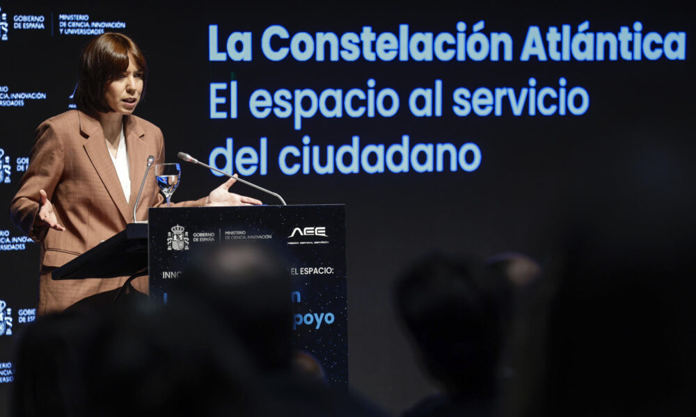 La ministra de Ciencia, Innovación y Universidades, Diana Morant, preside el acto 'Innovación y cooperación en el espacio: la Constelación Atlántica y el apoyo a Emergencias'. La jornada contará con la participación del presidente de la Agencia Espacial Portuguesa, Ricardo Conde; la directora de Programas de Observación de la Tierra de la Agencia Espacial Europea (ESA), Simonetta Cheli y el director de la Agencia Espacial Española (AEE), Juan Carlos Cortés. EFE/Ana Escobar