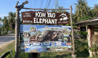 Cartel del centro 'Koh Yao Elephant Care' en Tailandia, en una foto del 4 de enero de 2025. EFE/Brian Bujalance