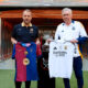 Los entrenadores del Real Madrid CF y el FC Barcelona, Carlo Ancelotti (d) y Hansi Flick (i), respectivamente, han posado este sábado junto al trofeo en el estadio Al Jawhara de Yeda, que mañana acogerá la final de la Supercopa de España. EFE/RFEF/David Aliaga