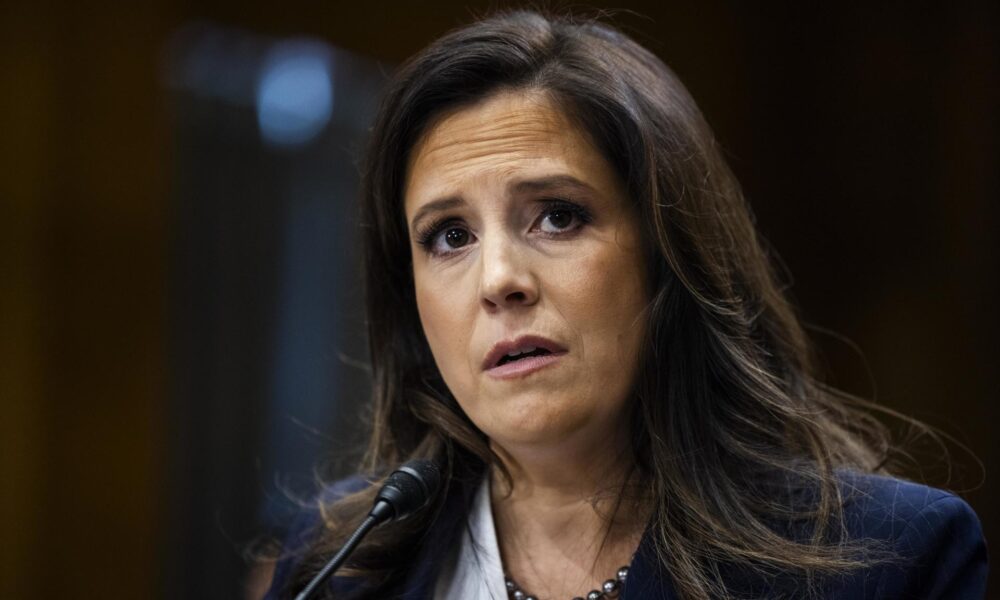 La designada por el presidente estadounidense Donald Trump como su candidata para embajadora ante la ONU, Elise Stefanik. EFE/EPA/JIM LO SCALZO