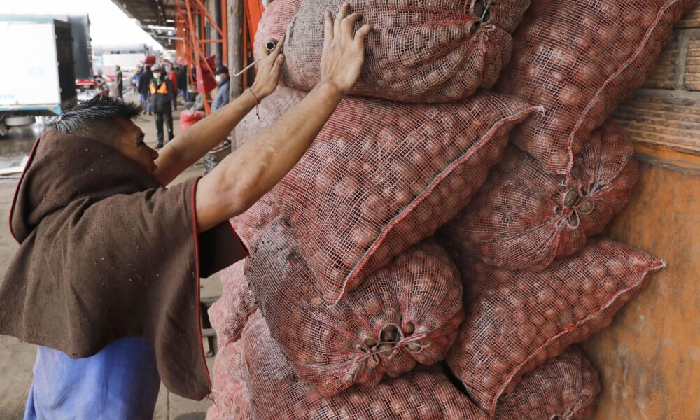 Fotografía de archivo en donde comerciantes trabajan en la venta y distribución de alimentos en la plaza de mercado Corabastos, en Bogotá (Colombia). EFE/ Carlos Ortega