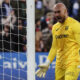 El guardameta del Leganés Marko Dmitrović celebra la victoria en el partido de LaLiga EA Sports entre CD Leganés y Atlético de Madrid, este sábado en el Estadio Municipal Butarque de Madrid. EFE/ Sergio Pérez