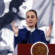 La presidenta de México, Claudia Sheinbaum, habla durante una rueda de prensa este miércoles, en Palacio Nacional en la Ciudad de México (México). EFE/ Mario Guzmán