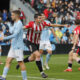 El defensa del Athletic Club de Bilbao Dani Vivian celebra un gol durante su partido de LaLiga EA Sports disputado este domingo en el estadio Balaidos de Vigo. EFE/ Salvador Sas