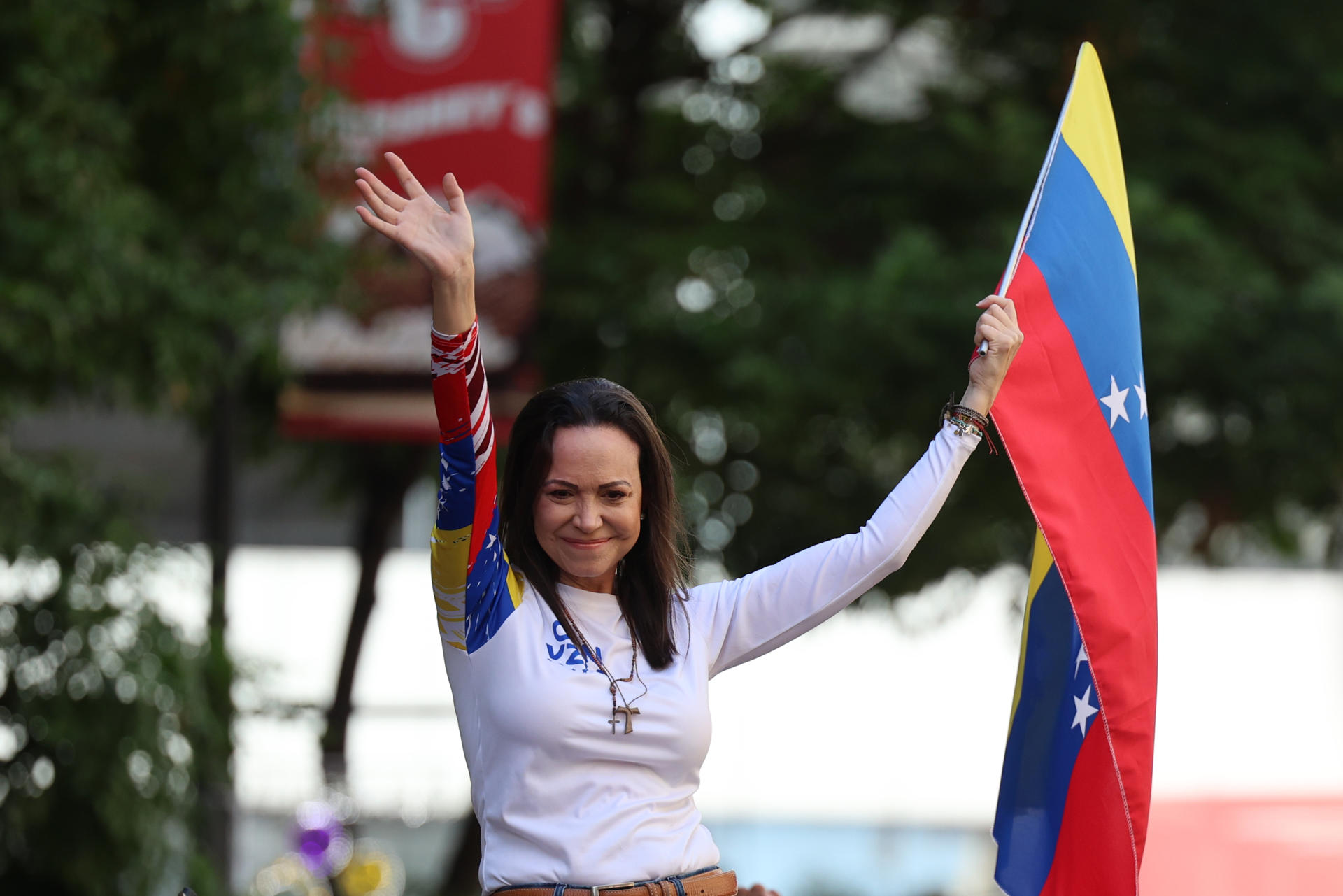 La líder antichavista María Corina Machado en una foto de archivo. EFE/ Miguel Gutiérrez