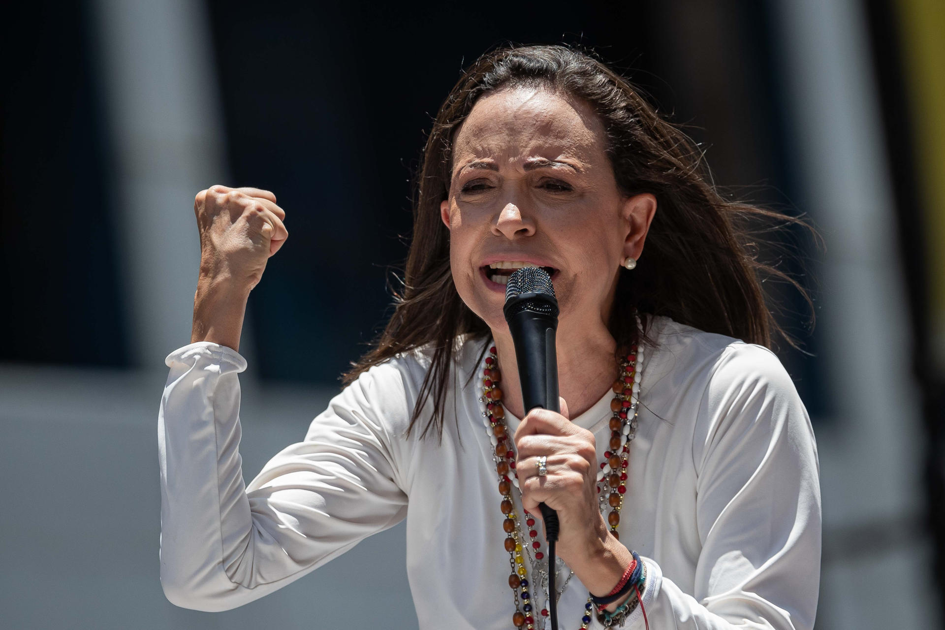 Fotografía de archivo de la líder opositora venezolana María Corina Machado. EFE/ Ronald Peña