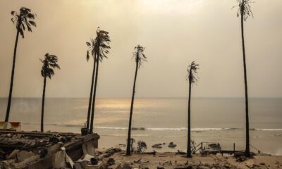 Los restos de casas destruidas por el incendio forestal de Palisades en una playa de Malibú, California, EE.UU., el 8 de enero de 2025. EFE/EPA/Allison Dinner