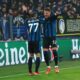 El jugador del Atalanta Mateo Retegui celebra con su compñaero Davide Zappacosta un gol durante el partido de la séotima jornada de la UEFA Champions League que han jugado Atalanta BC y SK Sturm Graz ent Bérgamo Stadium Italia. EFE/EPA/MICHELE MARAVIGLIA