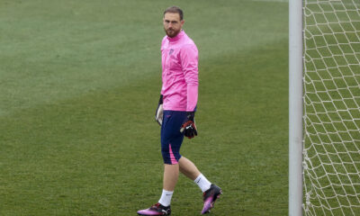 Oblak, durante el entrenamiento. EFE/ Kiko Huesca