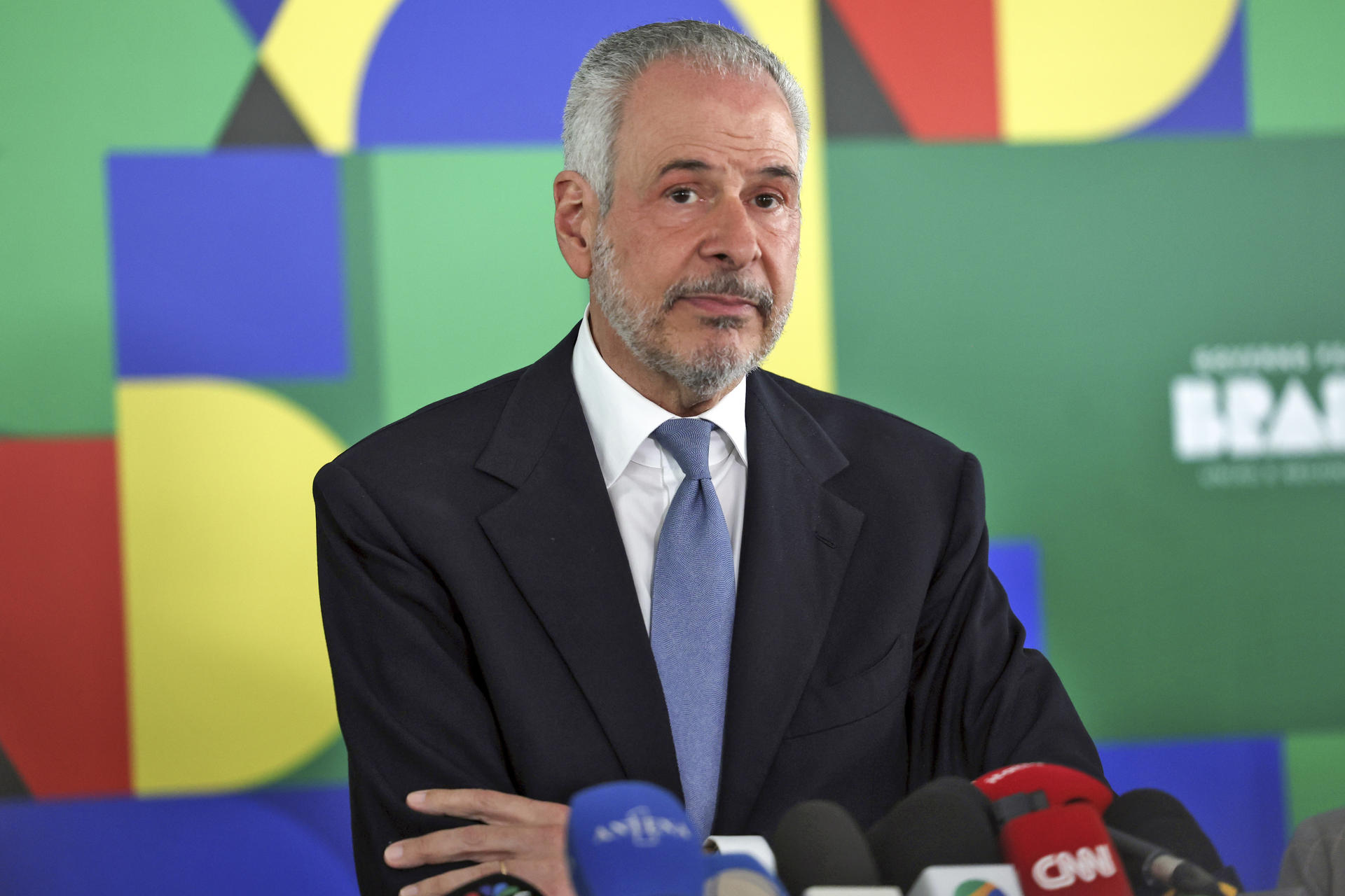 Fotografía cedida por la Agencia Brasil del diplomático André Corrêa do Lago durante una rueda de prensa, en Brasilia (Brasil). EFE/ José Cruz/ Agencia Brasil