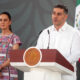 El secretario de Seguridad y Protección Ciudadana de México, Omar García Harfuch, habla durante una rueda de prensa de la presidenta de México Claudia Sheinbaum este viernes, en Acapulco estado de Guerrero (México). EFE/ David Guzmán.