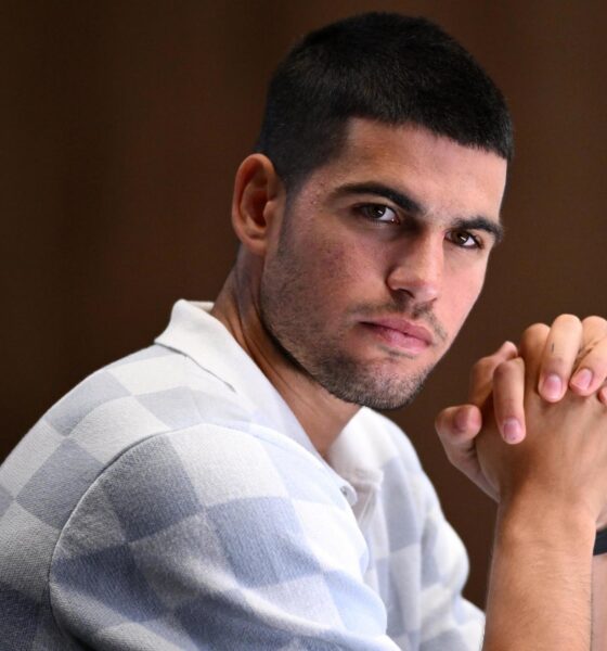 Carlos Alcaraz durante una rueda de Prensa. EFE/EPA/JOEL CARRETT