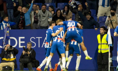 Los jugadores del Espanyol celebran un gol en el estadio de RCDE Stadium. en Barcelona, en una foto de archivo. EFE/Marta Pérez