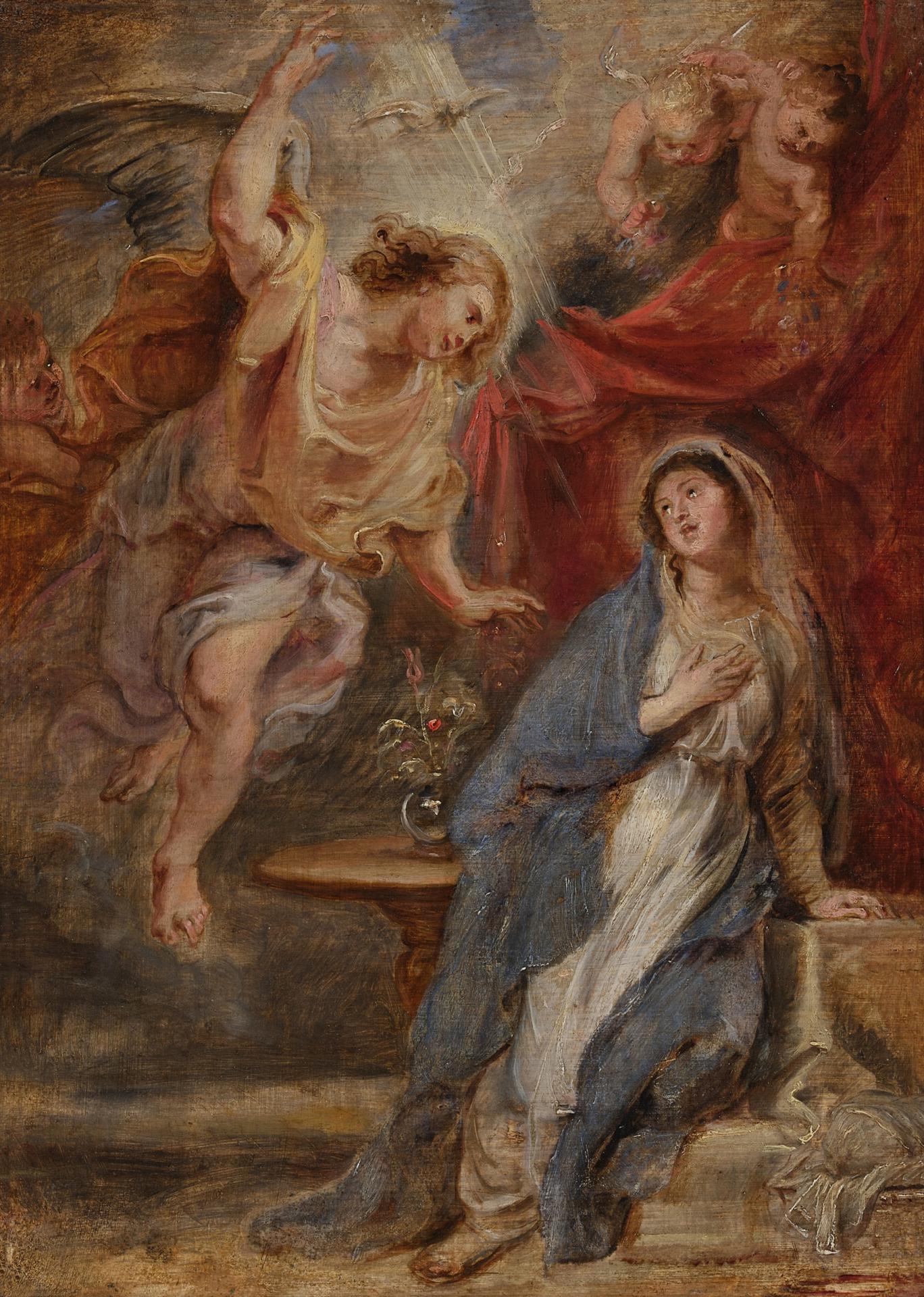 Fotografía cedida por Sotheby's de la obra 'La Anunciación' del pintor alemán Peter Paul Rubens. EFE/Sotheby's /SOLO USO EDITORIAL /NO VENTAS /SOLO DISPONIBLE PARA ILUSTRAR LA NOTICIA QUE ACOMPAÑA /CRÉDITO OBLIGATORIO