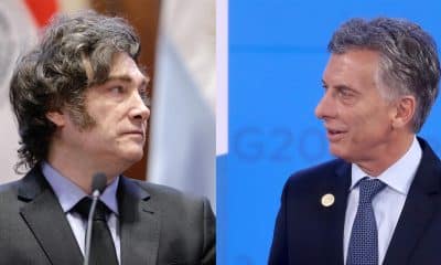 Combo de dos fotografías de archivo del presidente de Argentina, Javier Milei (i), y el exmandatario argentino Mauricio Macri. EFE