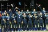 Jugadores del equipo de sóftbol de Guatemala celebran con la medalla de oro conseguida este martes en los XII Juegos Centroamericanos. EFE/ Alex Cruz