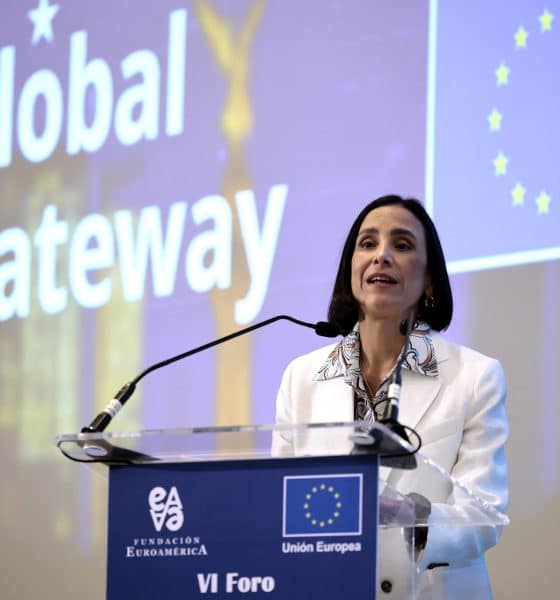 La secretaria mexicana de Energía, Luz Elena González Escobar, habla durante la sexta edición del Foro México–Unión Europea (UE) este viernes, en Ciudad de México (México). EFE/ José Méndez