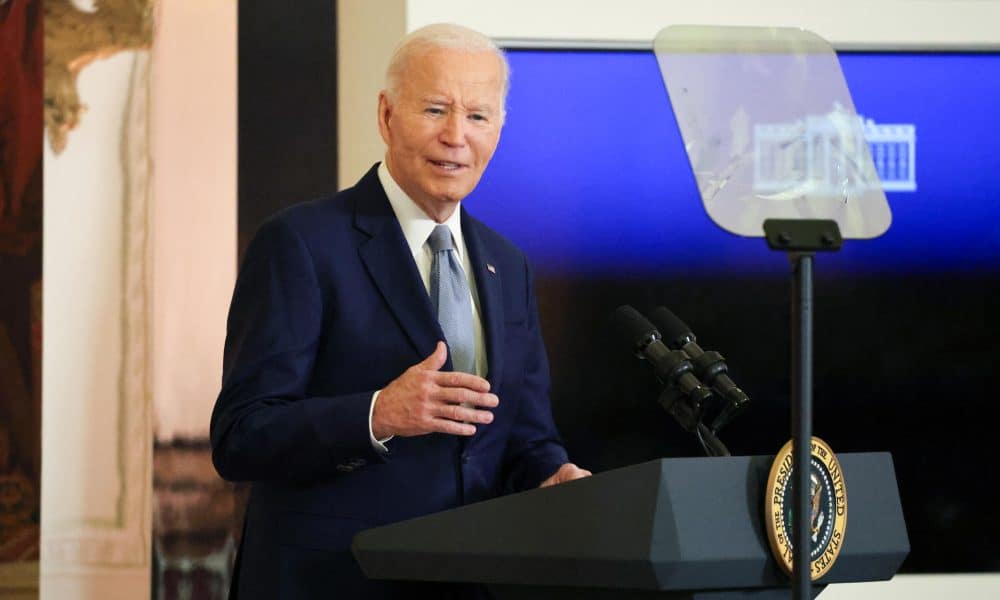 Fotografía de archivo del entonces presidente de Estados Unidos, Joe Biden, hablando en la Casa Blanca en Washington (EE.UU.). EFE/Octavio Guzmán