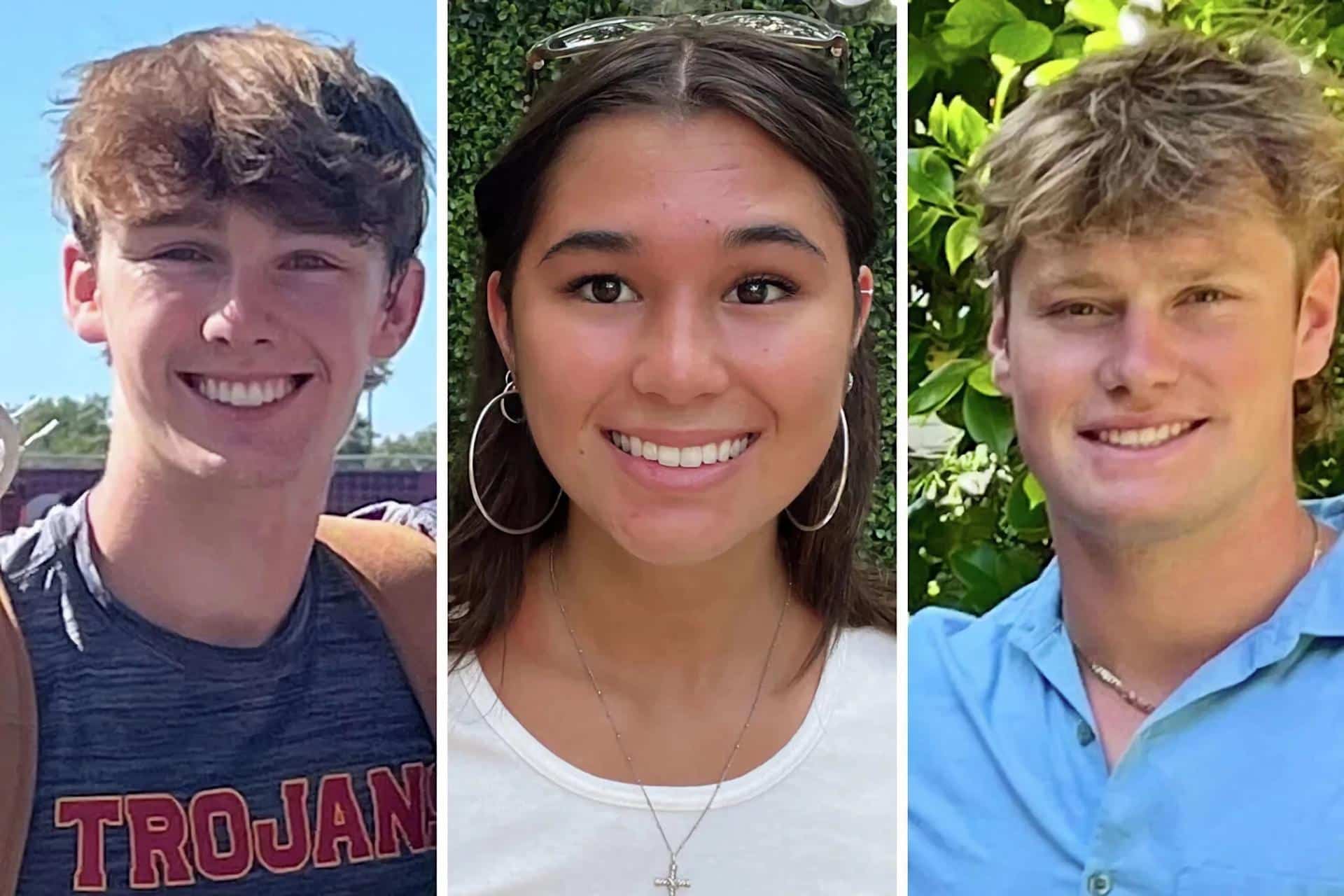 Composición de tres fotografías cedidas por la Ciudad de Piedmont que muestra a los jóvenes universitarios que murieron en un accidente de auto en California, Soren Dixon (i), Krysta Tsukahara (c) y Jack Nelson (d). EFE/ Ciudad de Piedmont /SOLO USO EDITORIAL/ NO VENTAS/ SOLO DISPONIBLE PARA ILUSTRAR LA NOTICIA QUE ACOMPAÑA (CRÉDITO OBLIGATORIO)