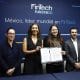 Desde la izquierda: la integrante del comité de Vigilancia de Fintech México y gerente general de Belvo, Federica Gregorini; la consejera de fintech México y Gerente Clip, Myriam Cosío; la directora de Fintech México, Claudia Núñez y el coordinador del comité de PLD de Fintech México, Bernardo Mendoza, posan al término de una rueda de prensa este lunes, en Ciudad de México (México). EFE/Sáshenka Gutiérrez