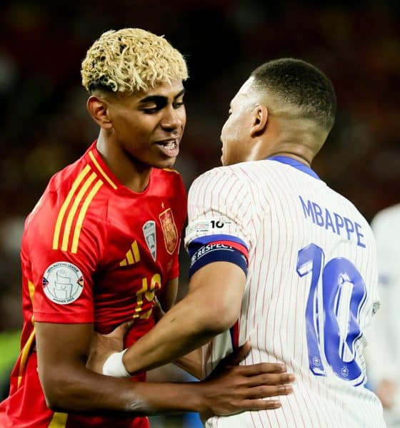 El español Lamine Yamal (I) y el francés Kylian Mbappe. EFE/EPA/RONALD WITTEK/Archivo